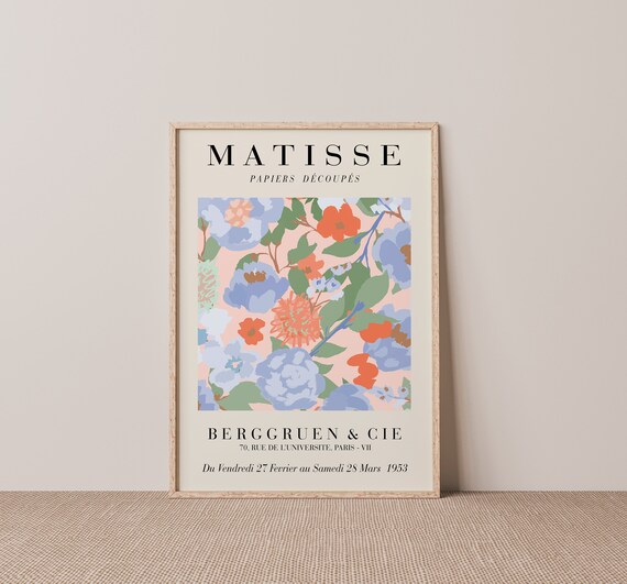 Henri Matisse Pastel Blue Orange Floral Exhibition Poster For Bedroom Decor