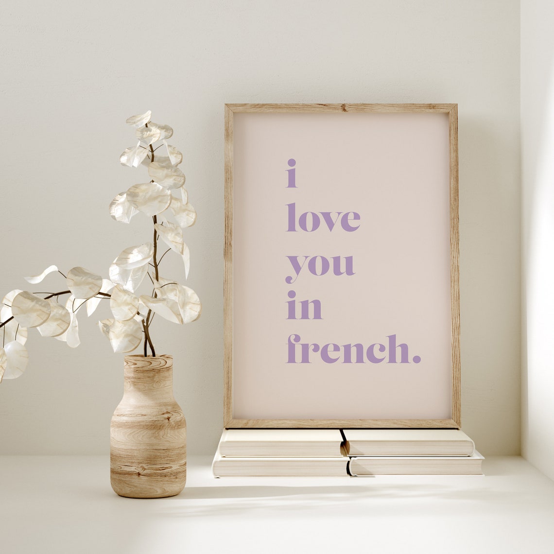 I Love You in French Blush Serif Typography Romantic Quote Print - Image 3