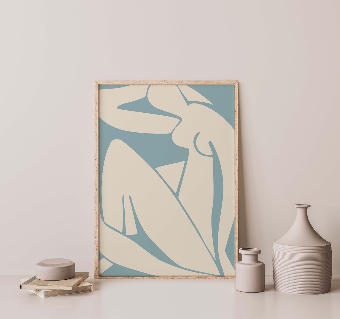 Matisse Inspired Art Modern Blue Cut Outs Matisse Inspired Prints Henri Matisse A5 A4 A3 A2 Gallery Wall Home Decor Cut Outs