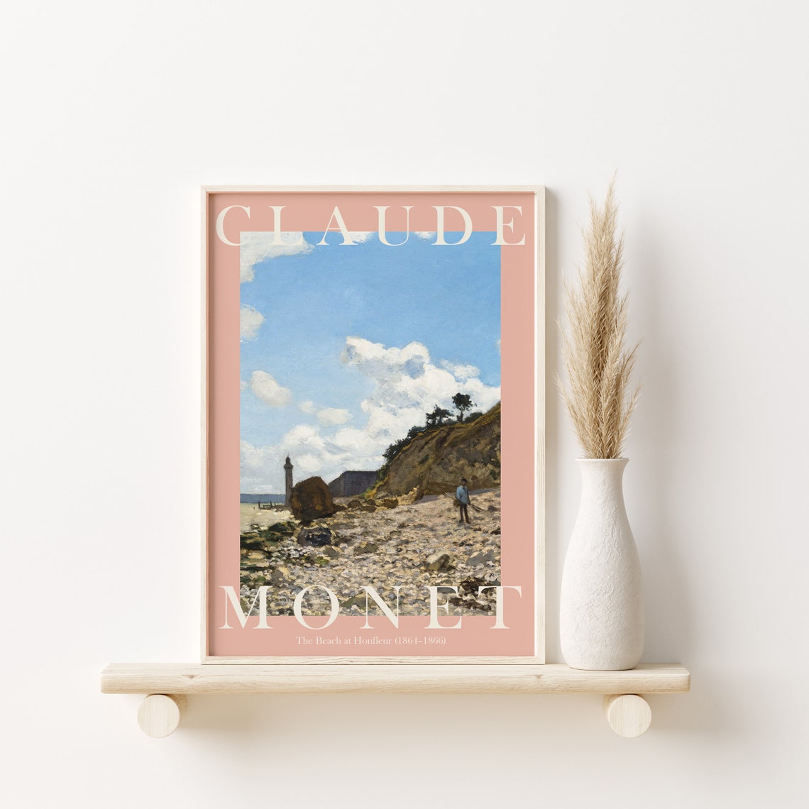 Claude Monet The Beach at Honfleur Coastal Cliffs 1864 1866 Poster - Image 2