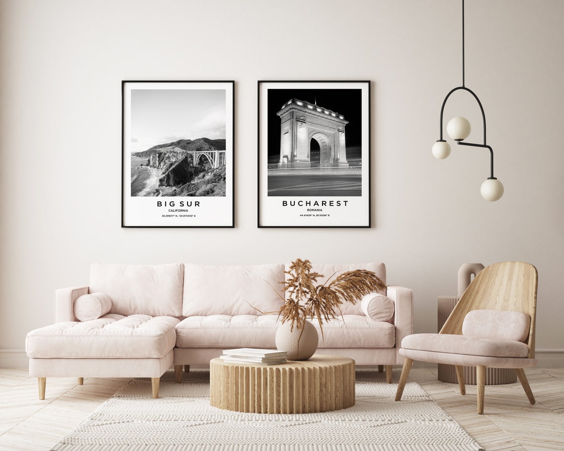 Bucharest Romania Triumphal Arch Night Black White Photo Poster - Image 3