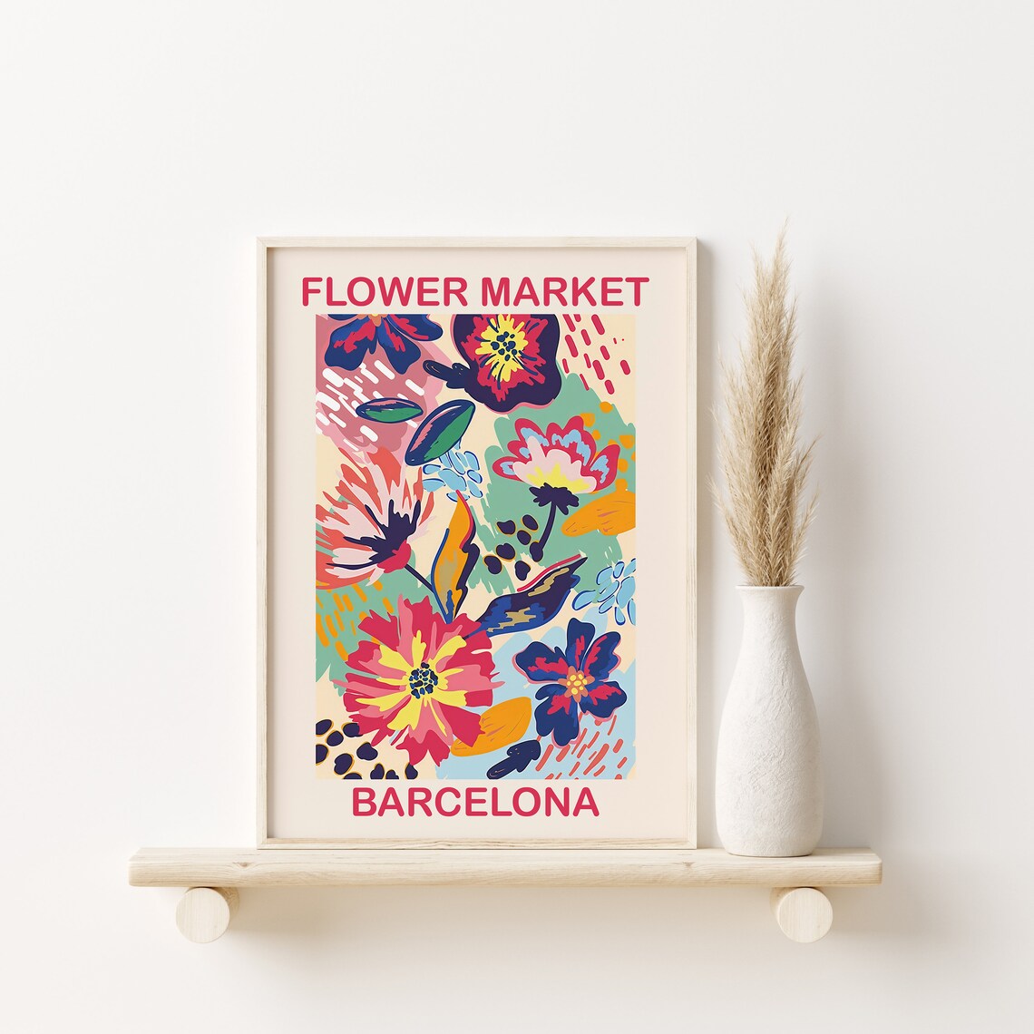 Flower Market Barcelona Bold Colorful Floral Exhibition Poster - Image 2