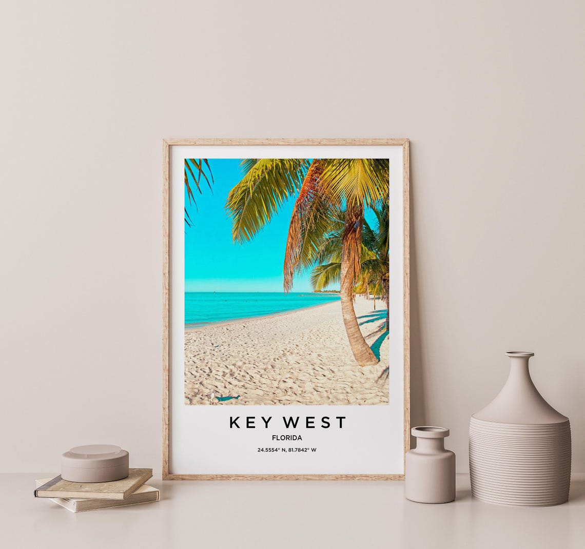 Key West Florida Tropical Beach With Palm Tree Paradise Poster - Image 2