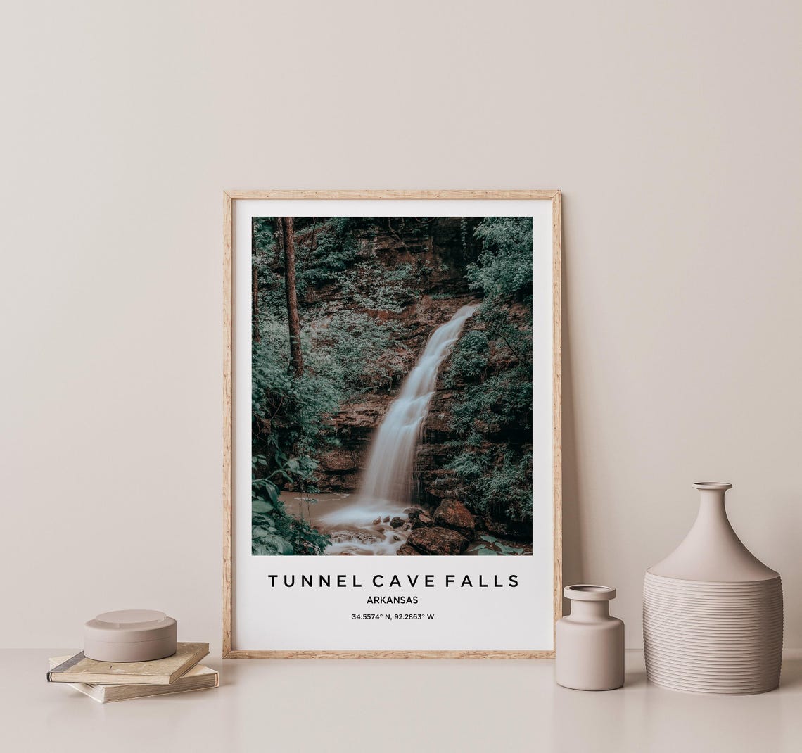 Tunnel Cave Falls Arkansas Waterfall Forest Long Exposure Photo Poster - Image 2