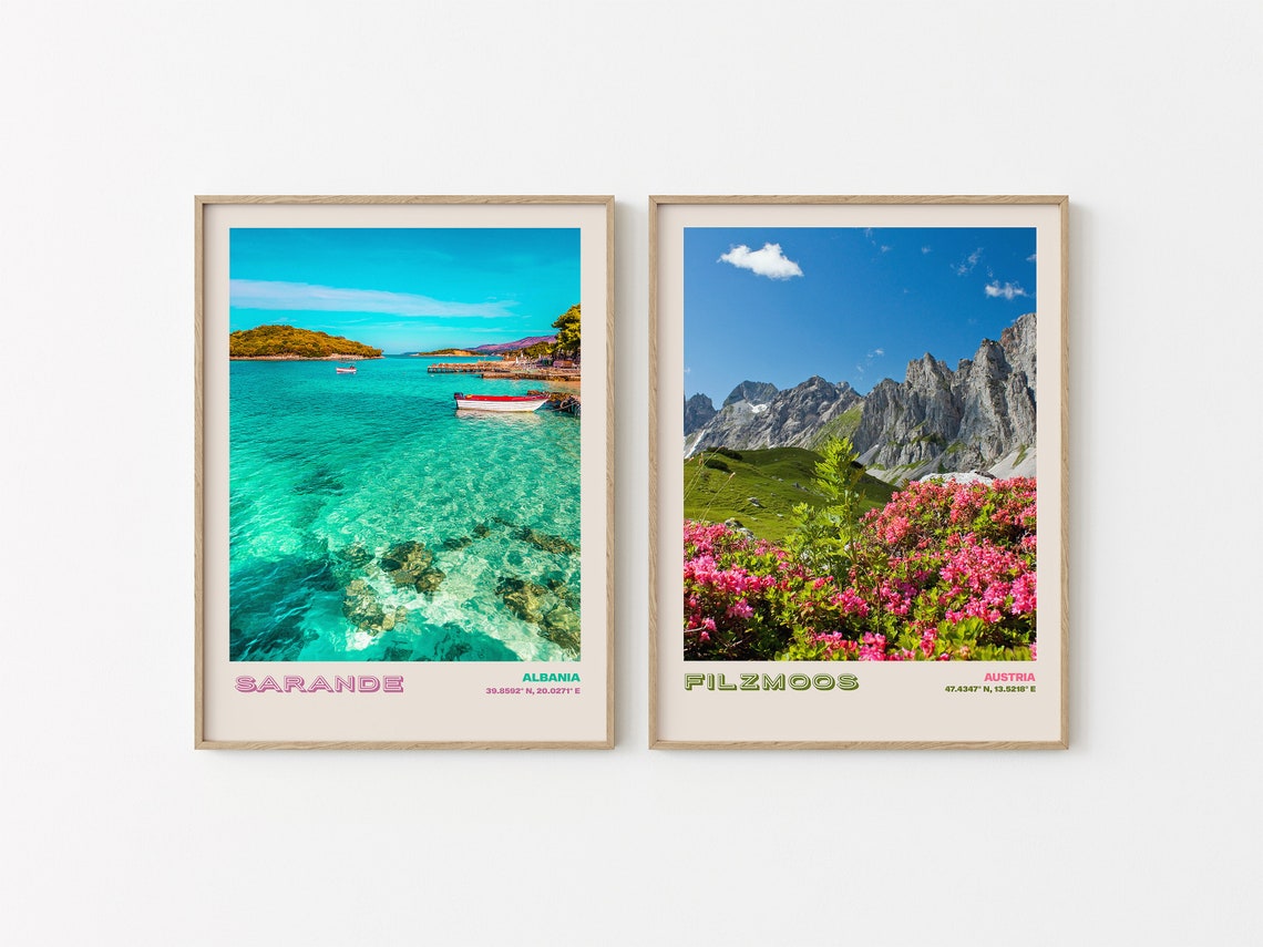 Sarande Albania Turquoise Bay Boats Ionian Coast View Poster - Image 2