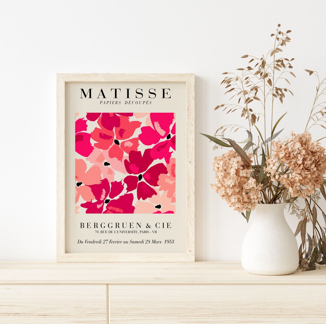 Matisse Bold Magenta Poppy Flower Papiers Decoupes Exhibition Poster - Image 2