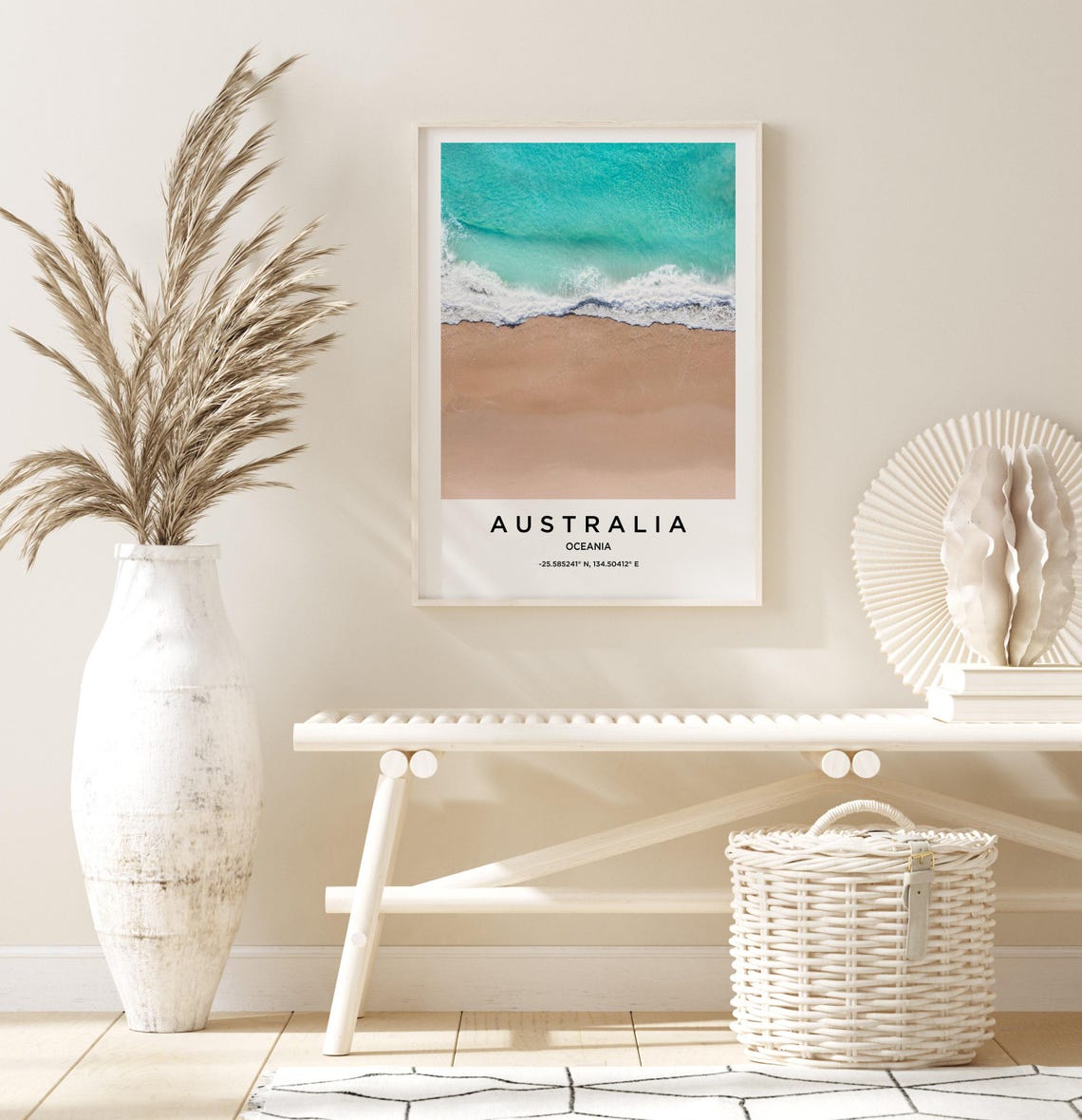 Australia Oceania Aerial Beach Waves Coastline Travel Poster - Image 3