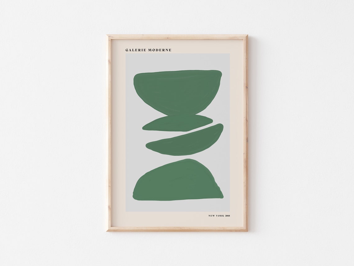 Galerie Moderne Green Pebble Shapes Minimalist Abstract Poster - Image 3