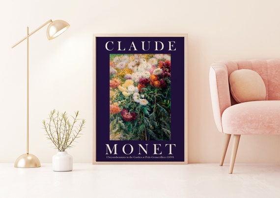 Claude Monet Art Print Modern Vintage Poster Exhibition Wall Art Monet Wall Art Vintage Wall Art Petit Gennevilliers Navy Blue