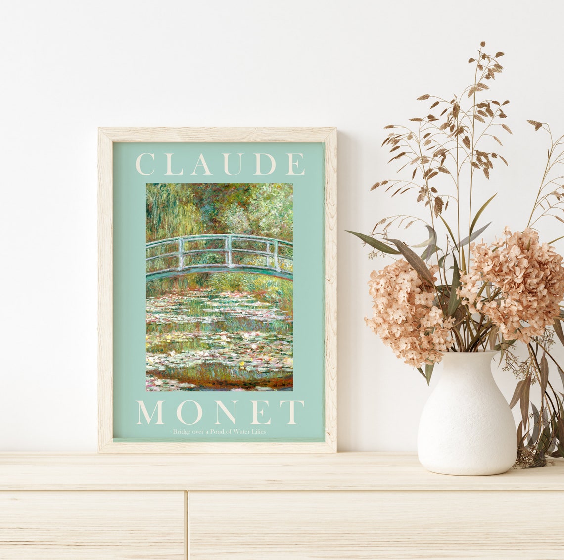 Claude Monet Japanese Bridge Water Lily Pond Sage Green Poster