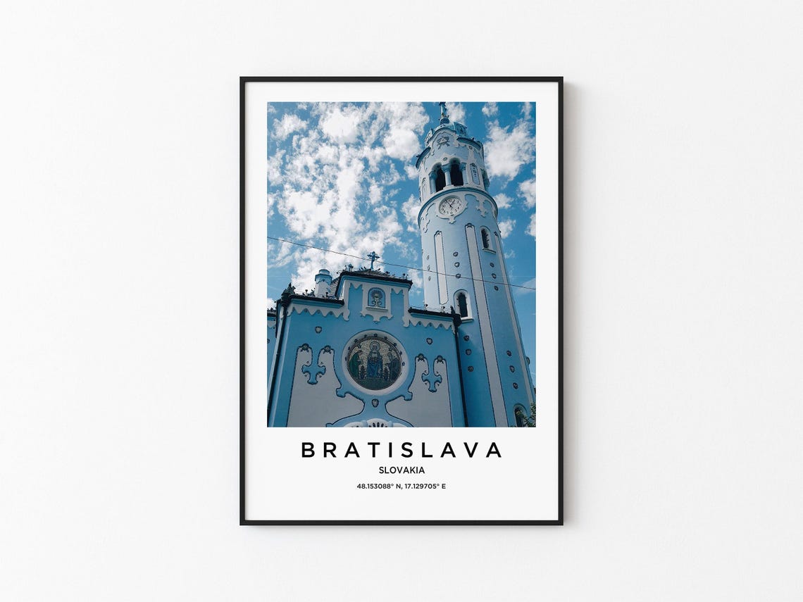 Bratislava Slovakia Blue Church Architecture Travel Photography Poster