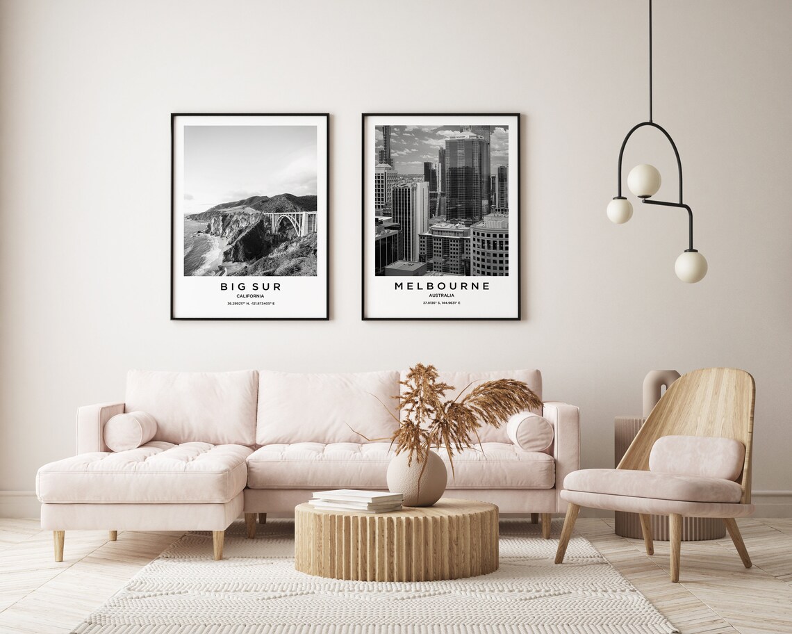 Melbourne Australia Black White Downtown Skyline Photo Poster - Image 2