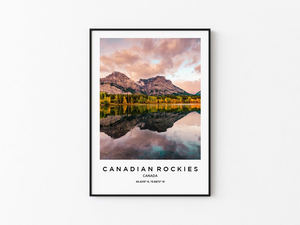 Canadian Rockies Mirror Lake Mountain Peak Reflection Photo Poster