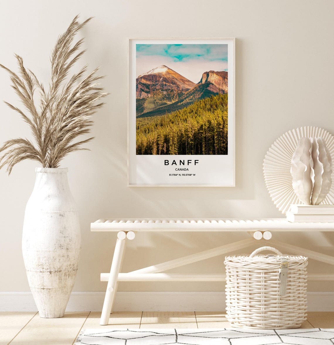Banff Canada Golden Pine Forest Snowy Peaks Photo Travel Poster - Image 3