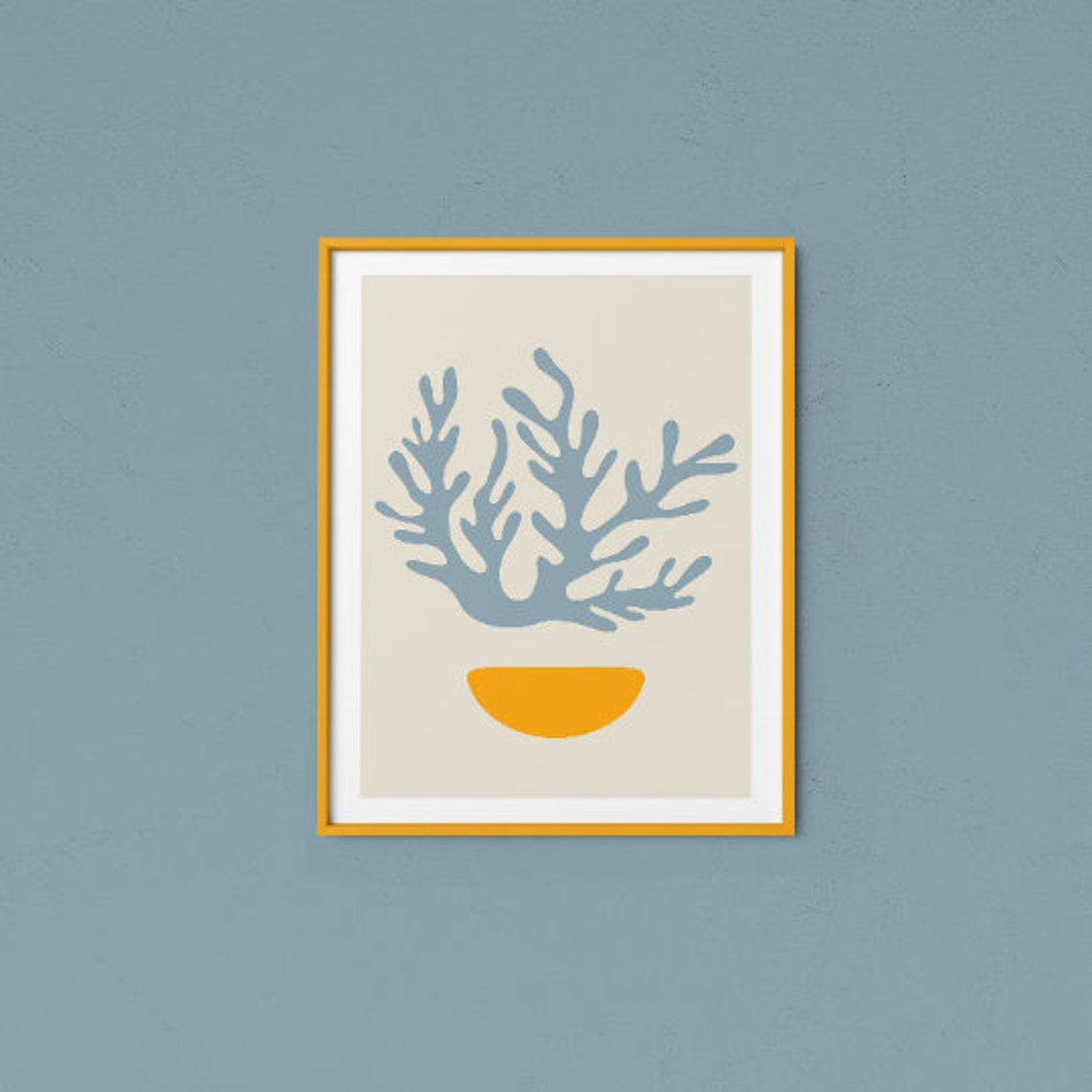 Blue Coral Seaweed Cut Out Abstract Minimalist Modern Art Poster - Image 2