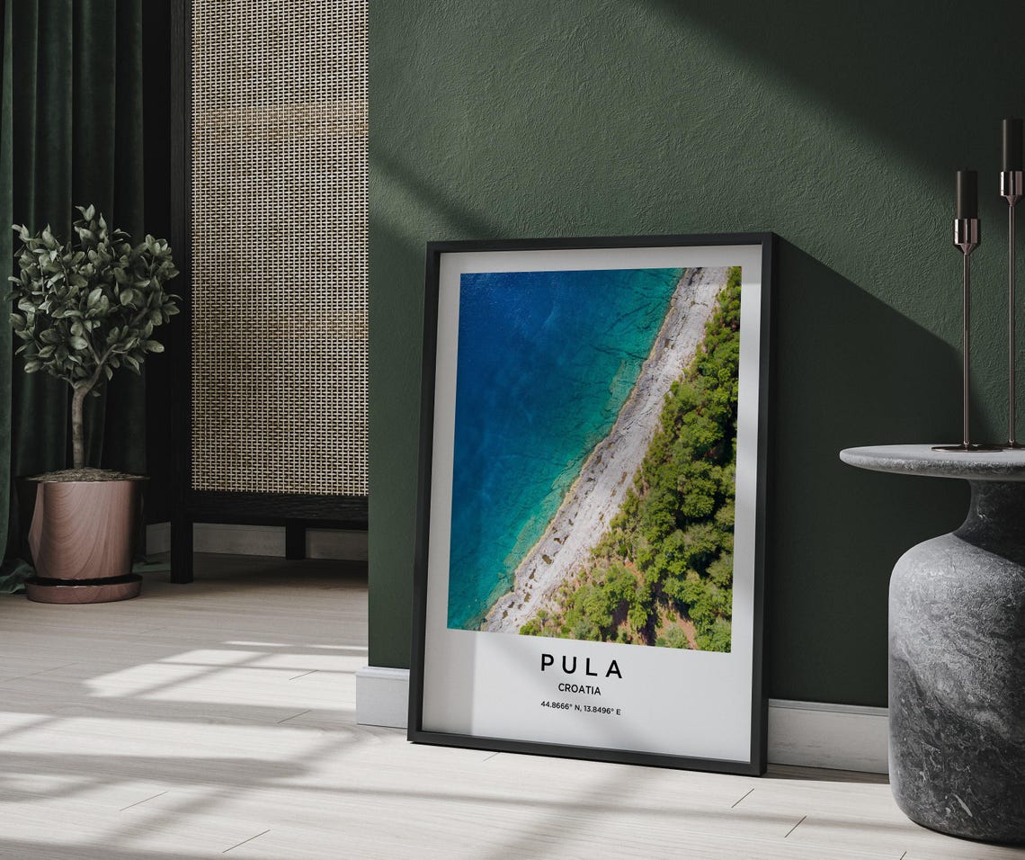 Pula Croatia Aerial Adriatic Coastline Turquoise Sea Photo Poster - Image 2