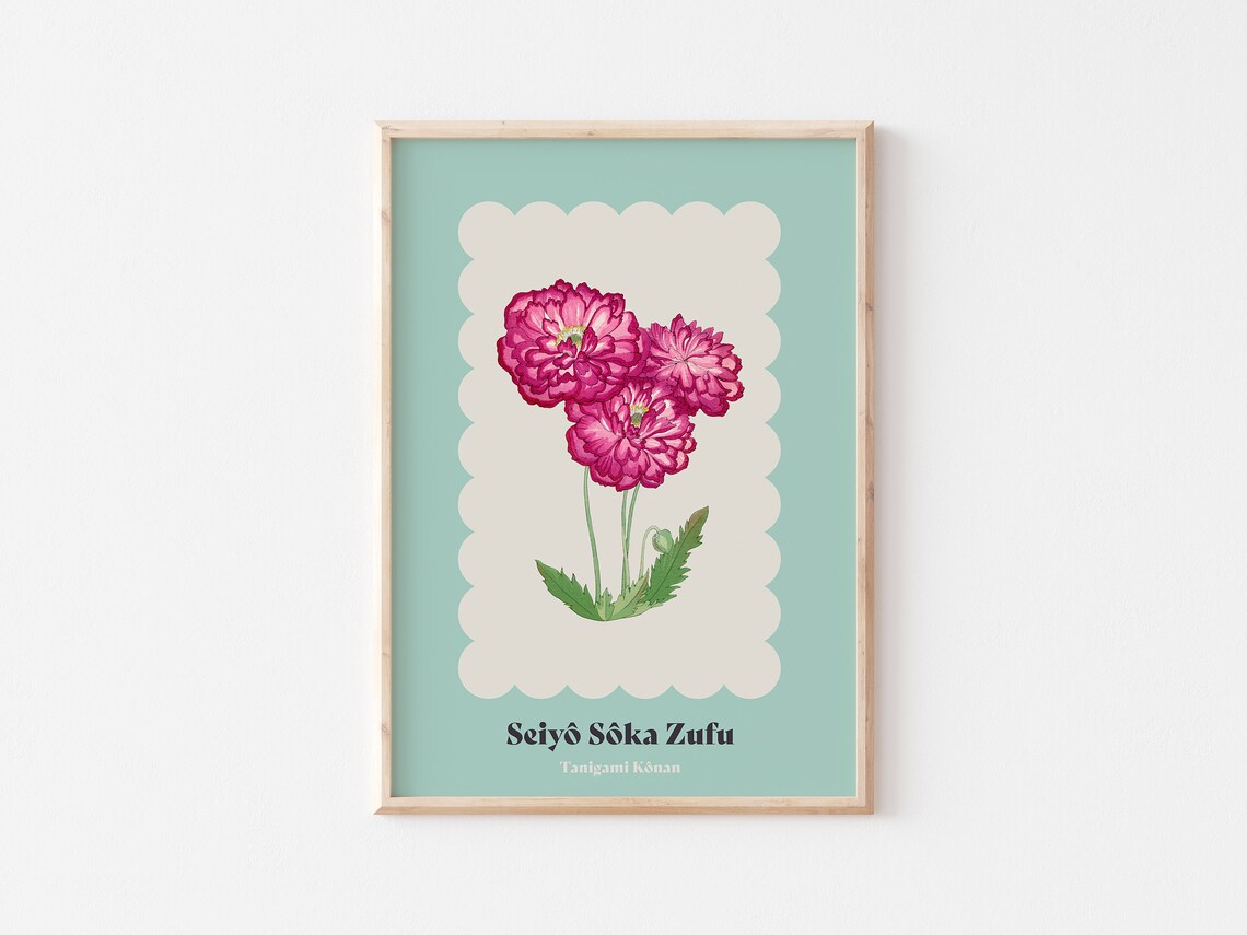 Japanese Floral Vintage Poster Seiy Ska Zufu Wall Art Tanigami Konan Poppy Flower Modern Pastel Art Print Exhibition Museum Decor