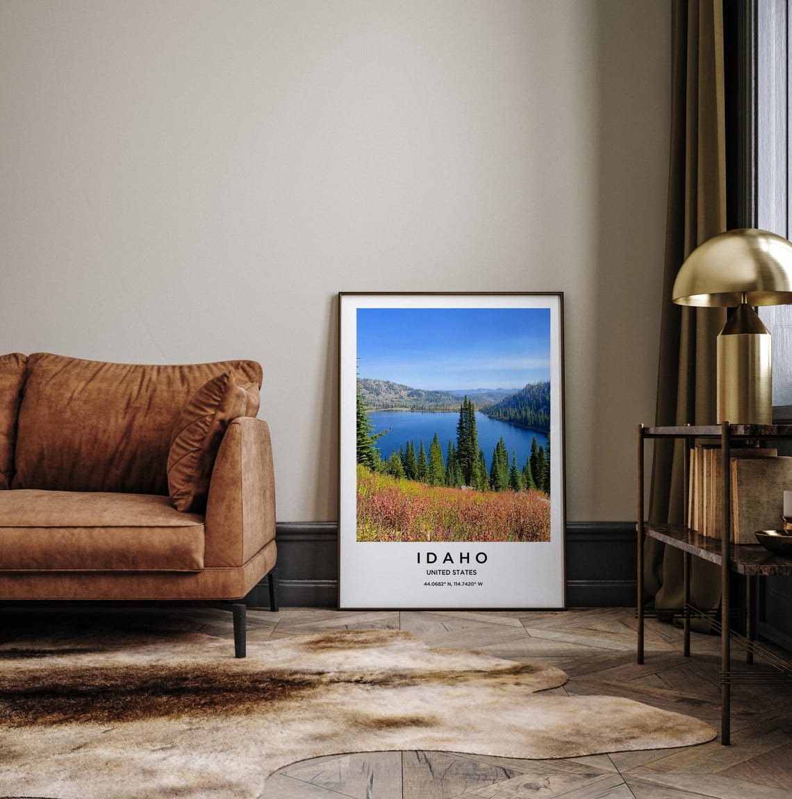 Idaho USA Alpine Lake With Pines and Autumn Foliage Colors Poster - Image 3