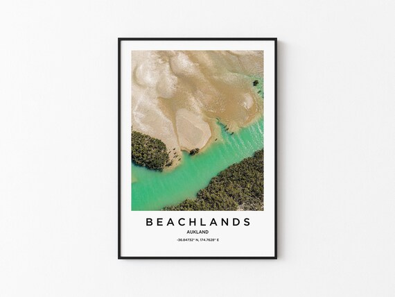 Beachlands Auckland Turquoise Estuary Aerial Photo Travel Poster