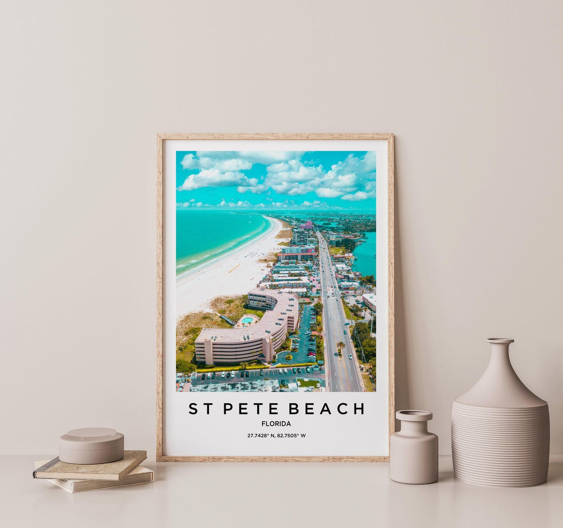 St Pete Beach Florida Aerial White Sand Resorts Photo Travel Poster - Image 2