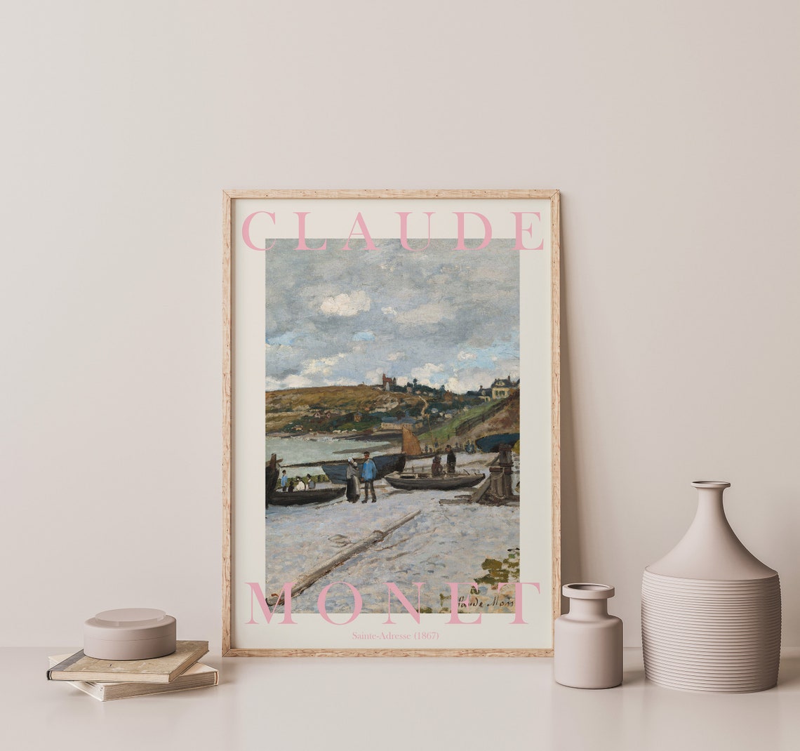 Claude Monet Sainte-Adresse 1867 Fishing Boats Harbor Beach Poster - Image 2