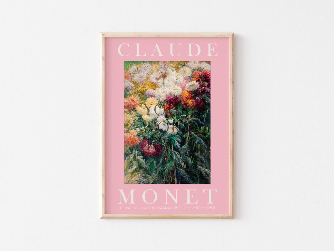 Claude Monet Chrysanthemums Garden Pink Exhibition Poster For Classic Home Decor - Image 3