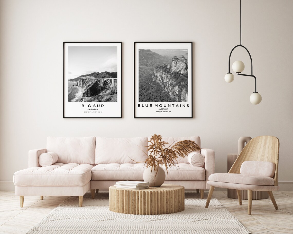Blue Mountains Travel Poster Blue Mountains Print Blue Mountains Photo Print Black And White Photography Monochrome Travel Photography - Image 2