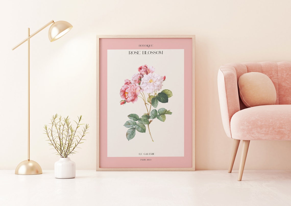 Botanique Rose Blossom Vintage Botanical Pink Gallery Poster