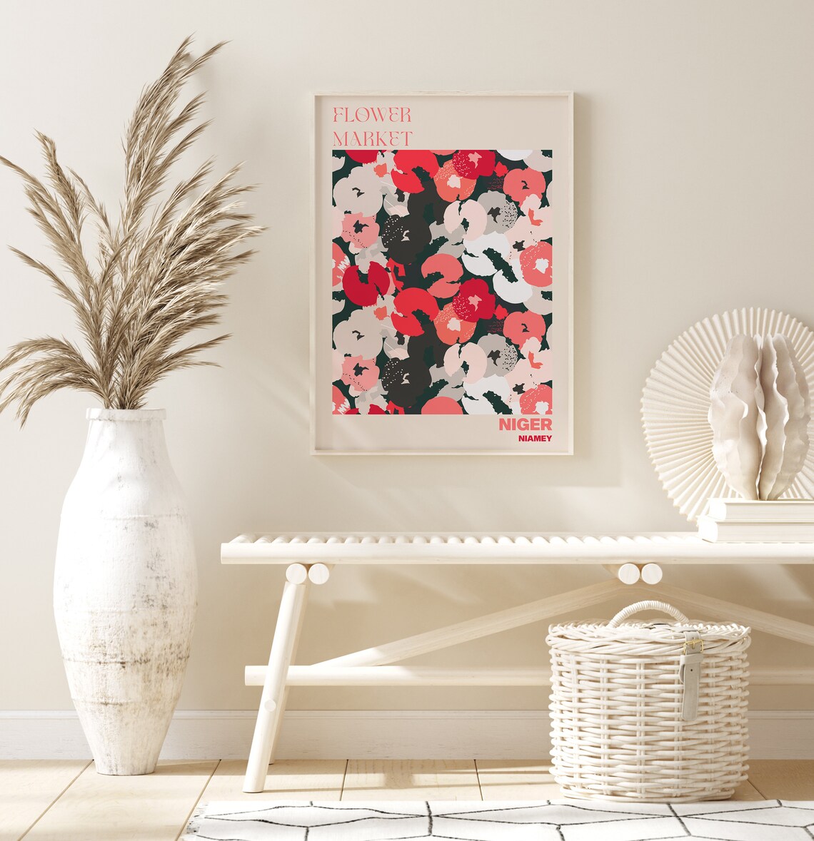 Flower Market Niger Niamey Coral Blossoms Dark Dramatic Moody Poster - Image 2