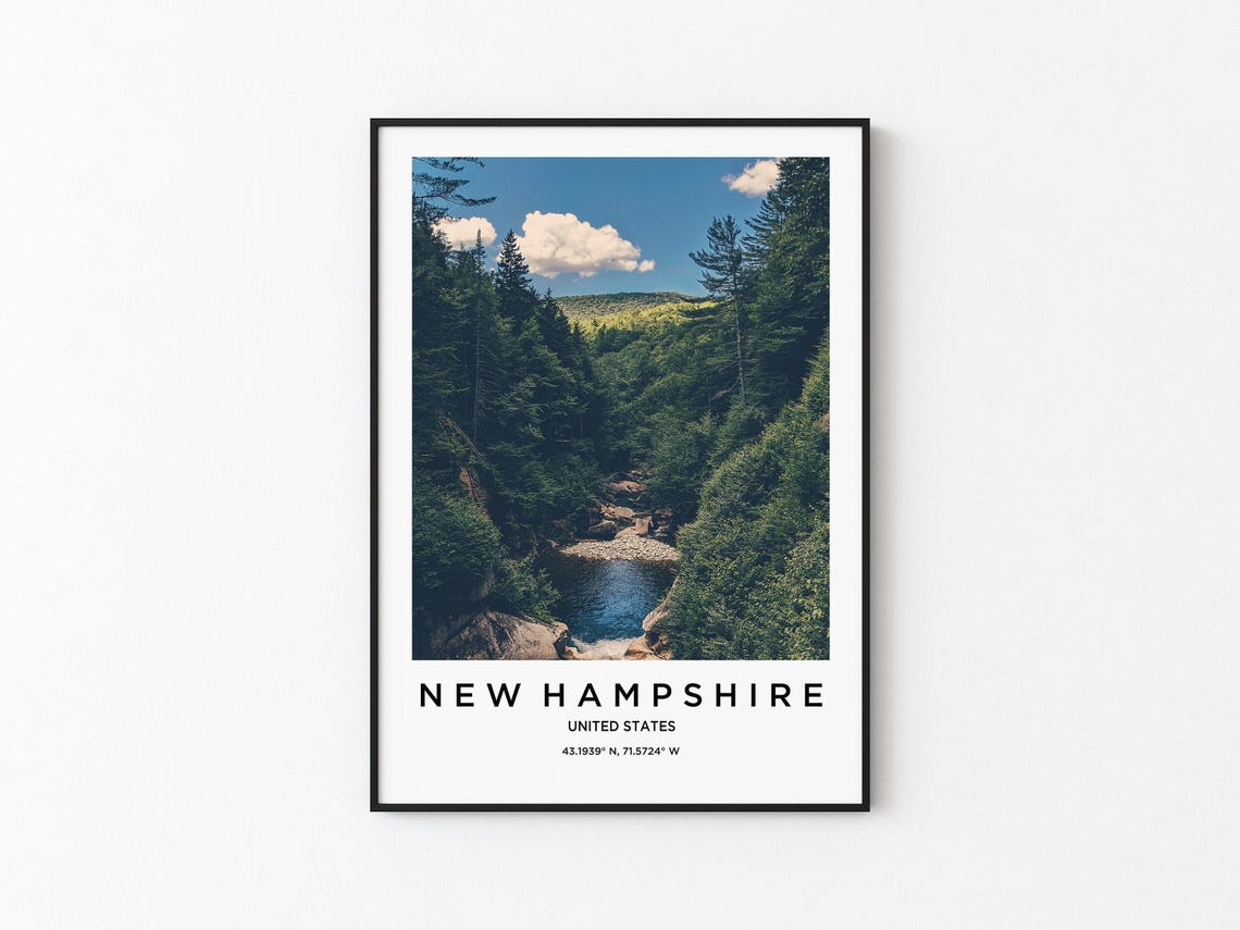 New Hampshire USA Forest Gorge With Rocky Stream in Summer Poster
