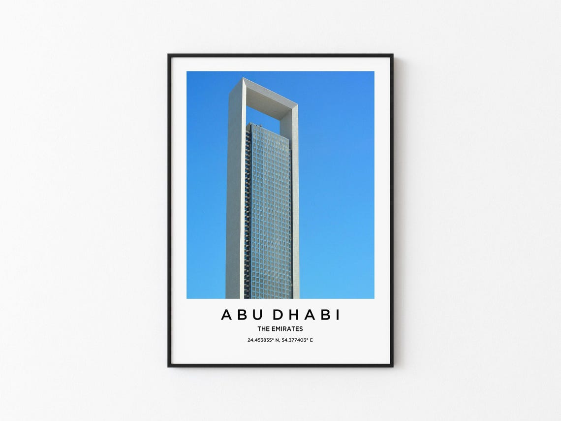 Abu Dhabi The Emirates Skyscraper With Sky Frame Over Blue Sky Poster
