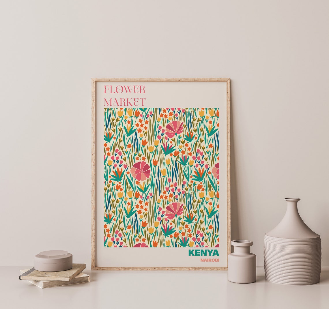 Kenya Flower Market Poster Nairobi Wildflower Meadow Artwork - Image 2
