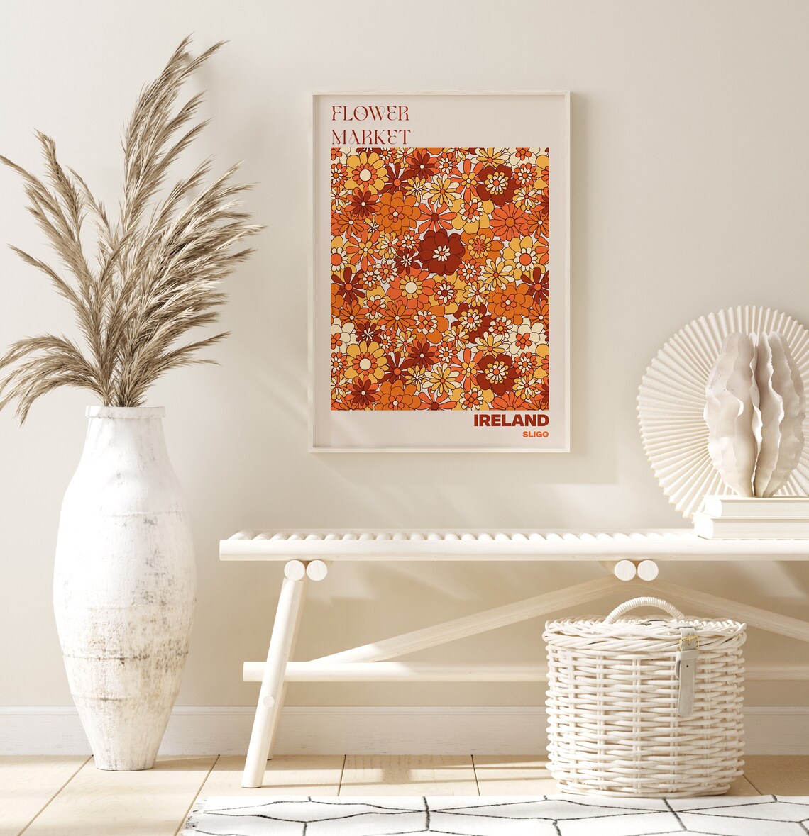 Ireland Flower Market Poster Sligo Burnt Orange Floral Artwork - Image 2