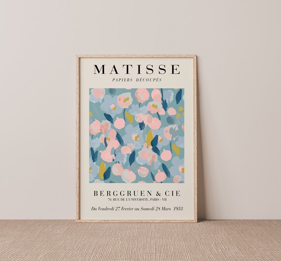 Henri Matisse Pink Blue Pastel Floral Exhibition Poster For Nursery Wall Decor