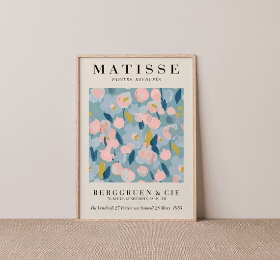 Pastel Pink Blue Flowers Matisse Art Print Flower Market Poster Cut Outs Exhibition Poster A2 A3 A4 A5 Gallery Wall Gift