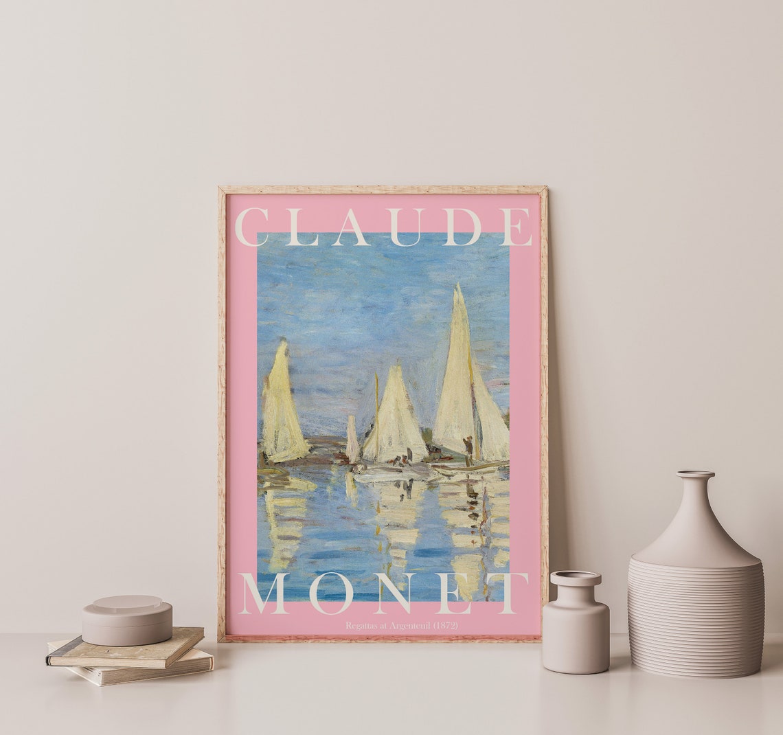Claude Monet Regattas at Argenteuil 1872 Sailboat Impressionist Poster - Image 2