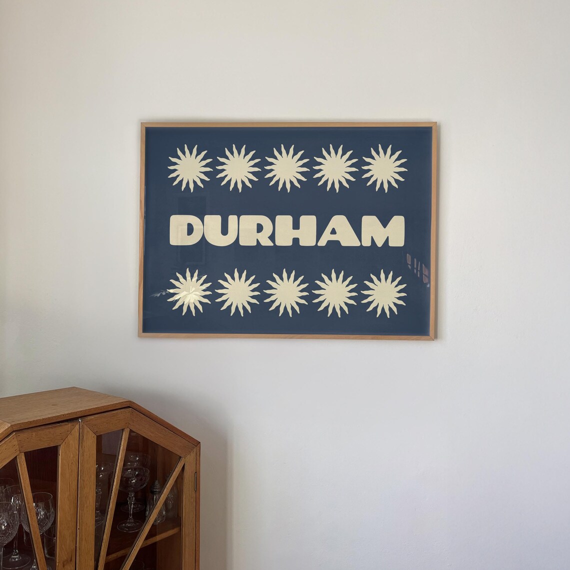 Retro Durham NC Sunshine Typography Poster for Dorm Home Wall Decor