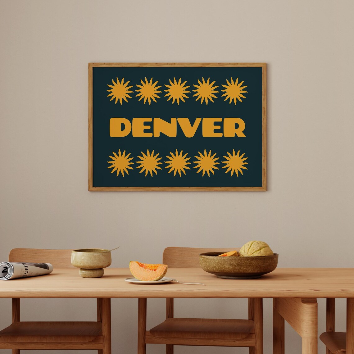 Retro Denver Typography Travel Poster, Horizontal