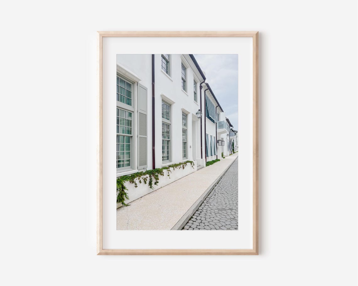 Alys Beach Whitewashed Alley Palm Trees Coastal Photo Poster
