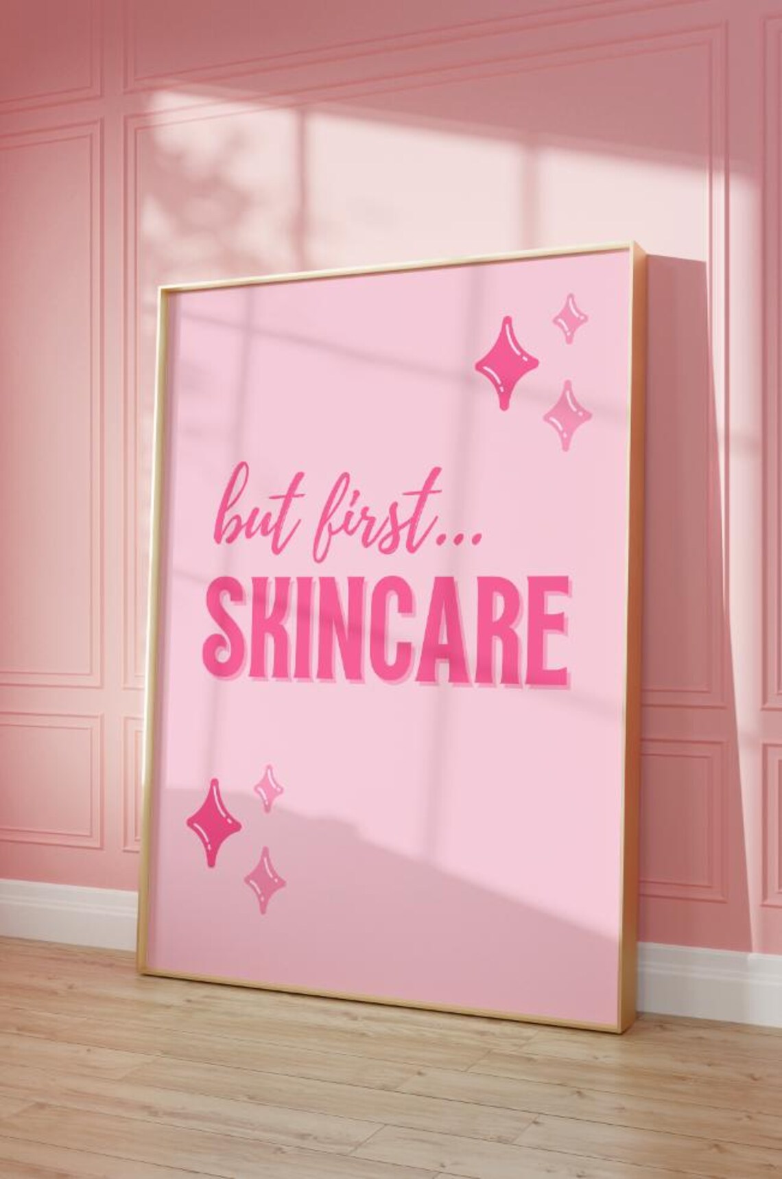 But First Skincare Pink Sparkle Beauty Bathroom Decor Poster - Image 2