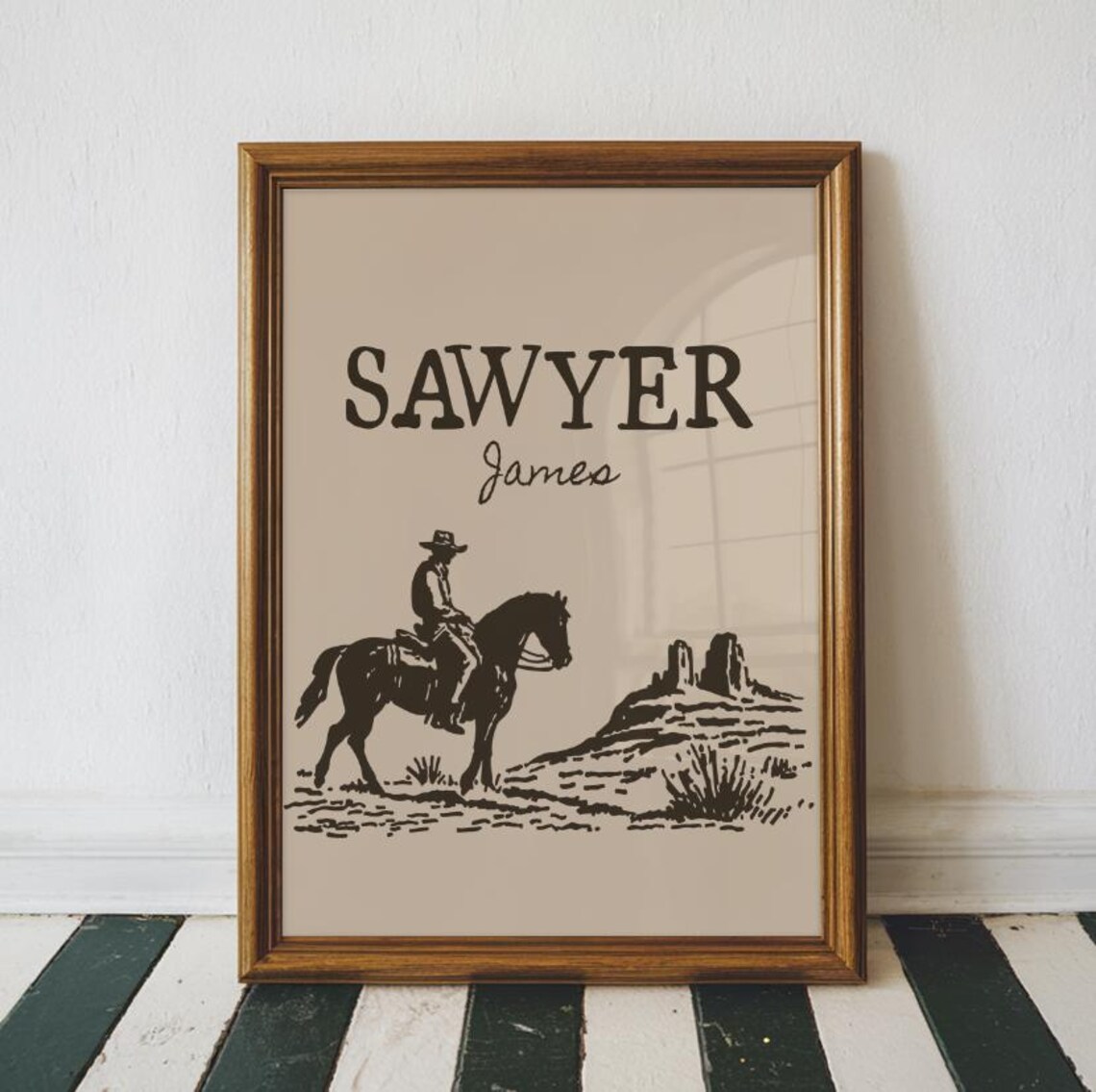 Vintage Western Nursery Cowboy Art Print