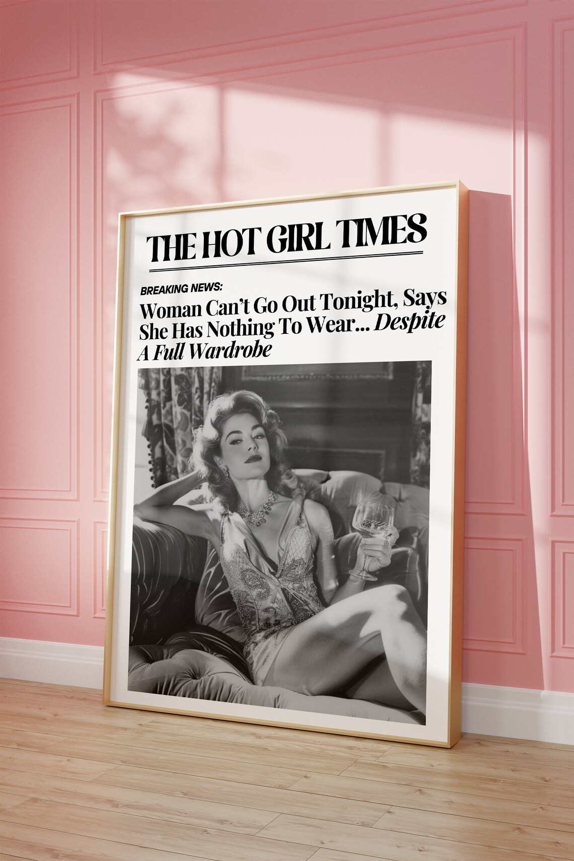 The Hot Girl Times Funny Newspaper Headline Glamorous Vintage Poster - Image 2