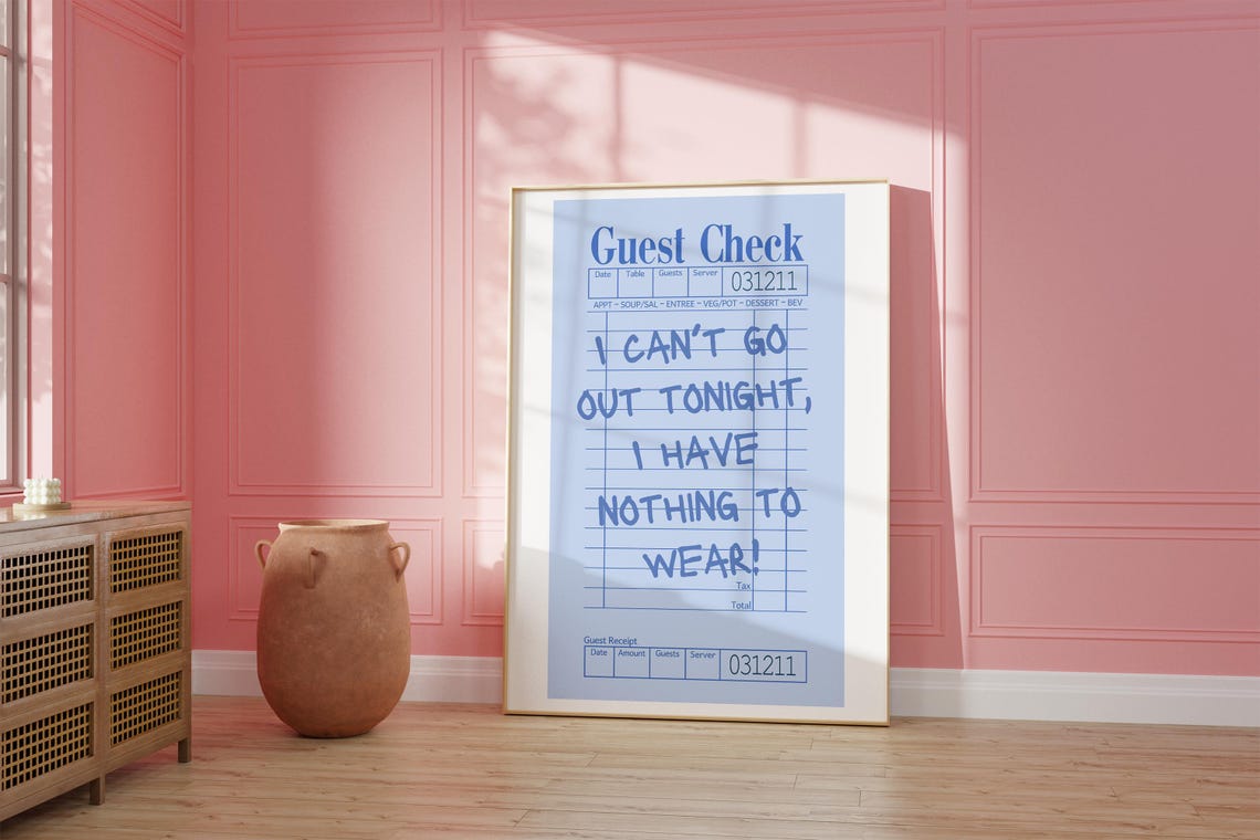 Cant Go Out Tonight Blue Guest Check Funny Trendy Dorm Wall Poster - Image 2