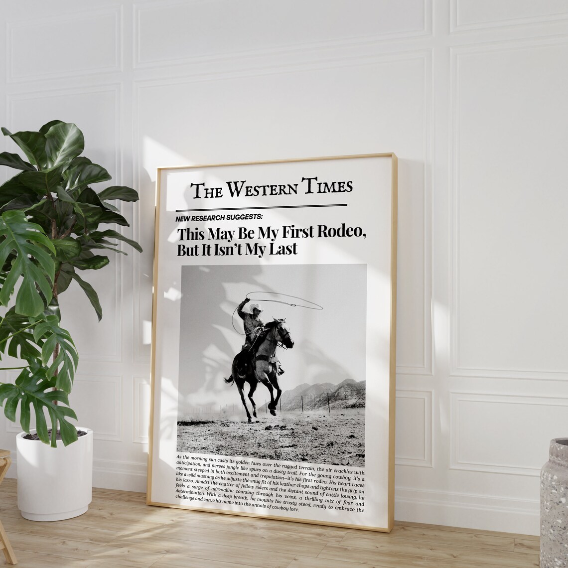 The Western Times Cowboy Roping Newspaper Headline Vintage Art Poster - Image 2