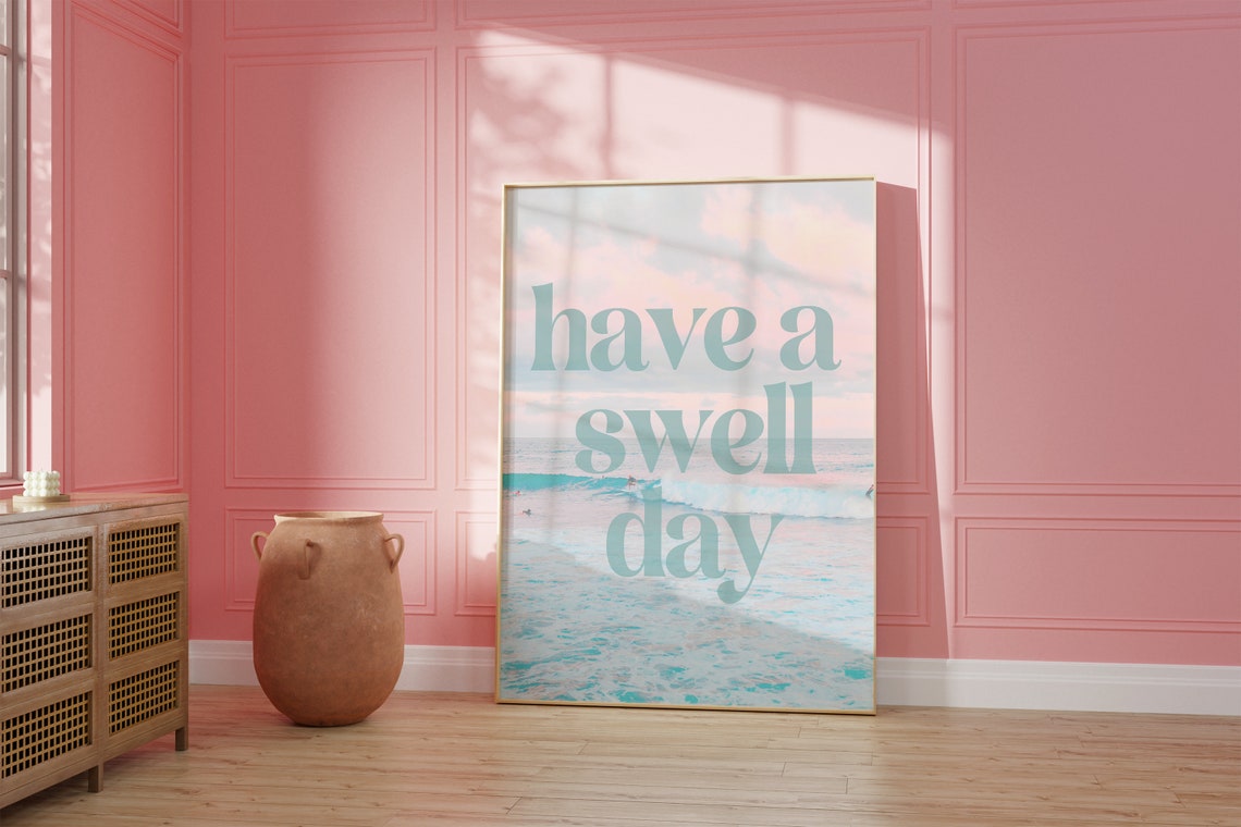 Have a Sweet Swell Day Pastel Surf Wave Photo Typography Wall Art - Image 2