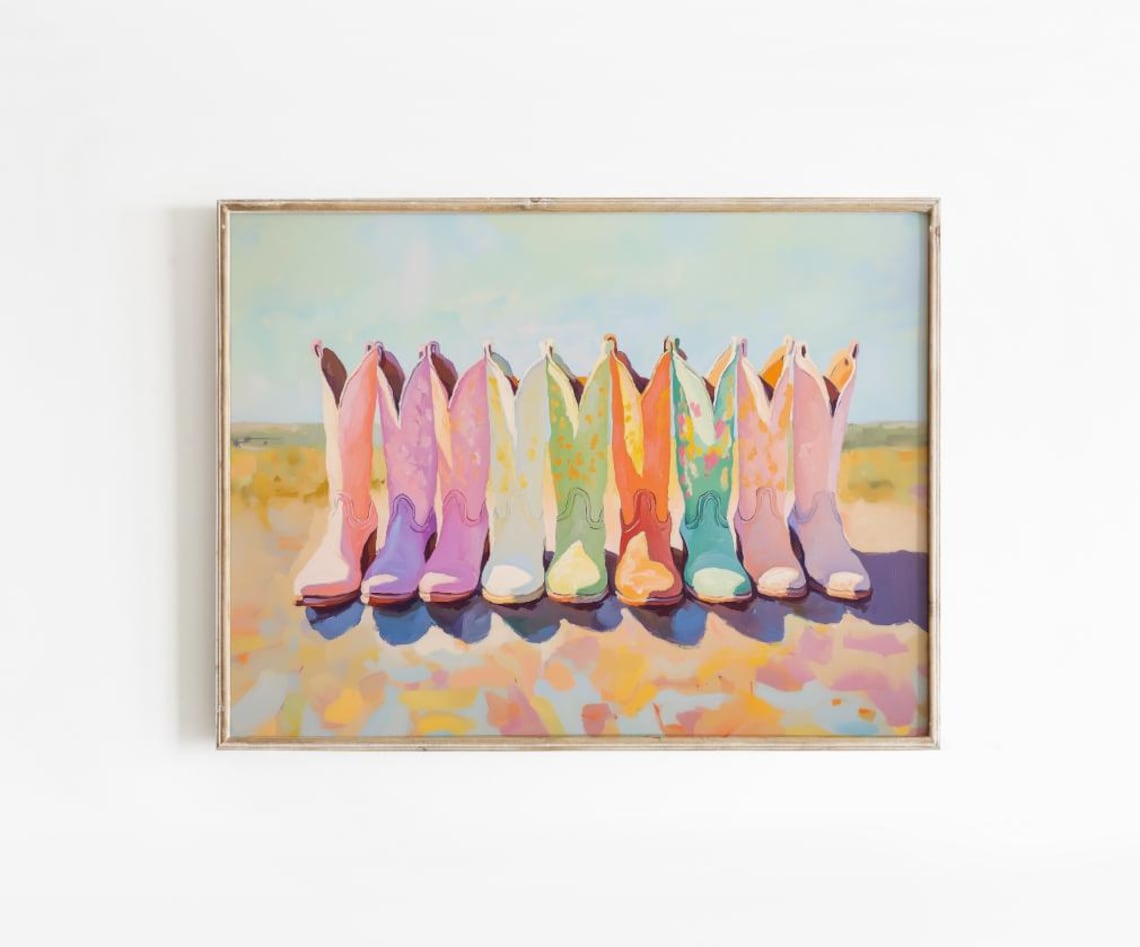 Cowgirl Boots Western Poster, Rustic Dorm Decor