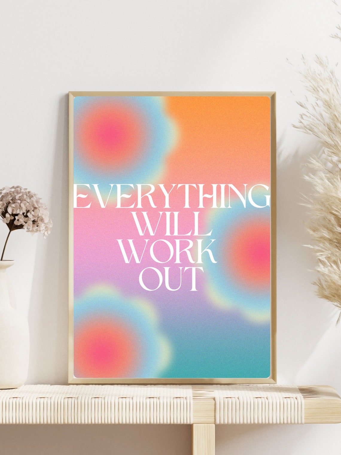 Everything Will Work Out Rainbow Aura Gradient Motivational Poster - Image 2