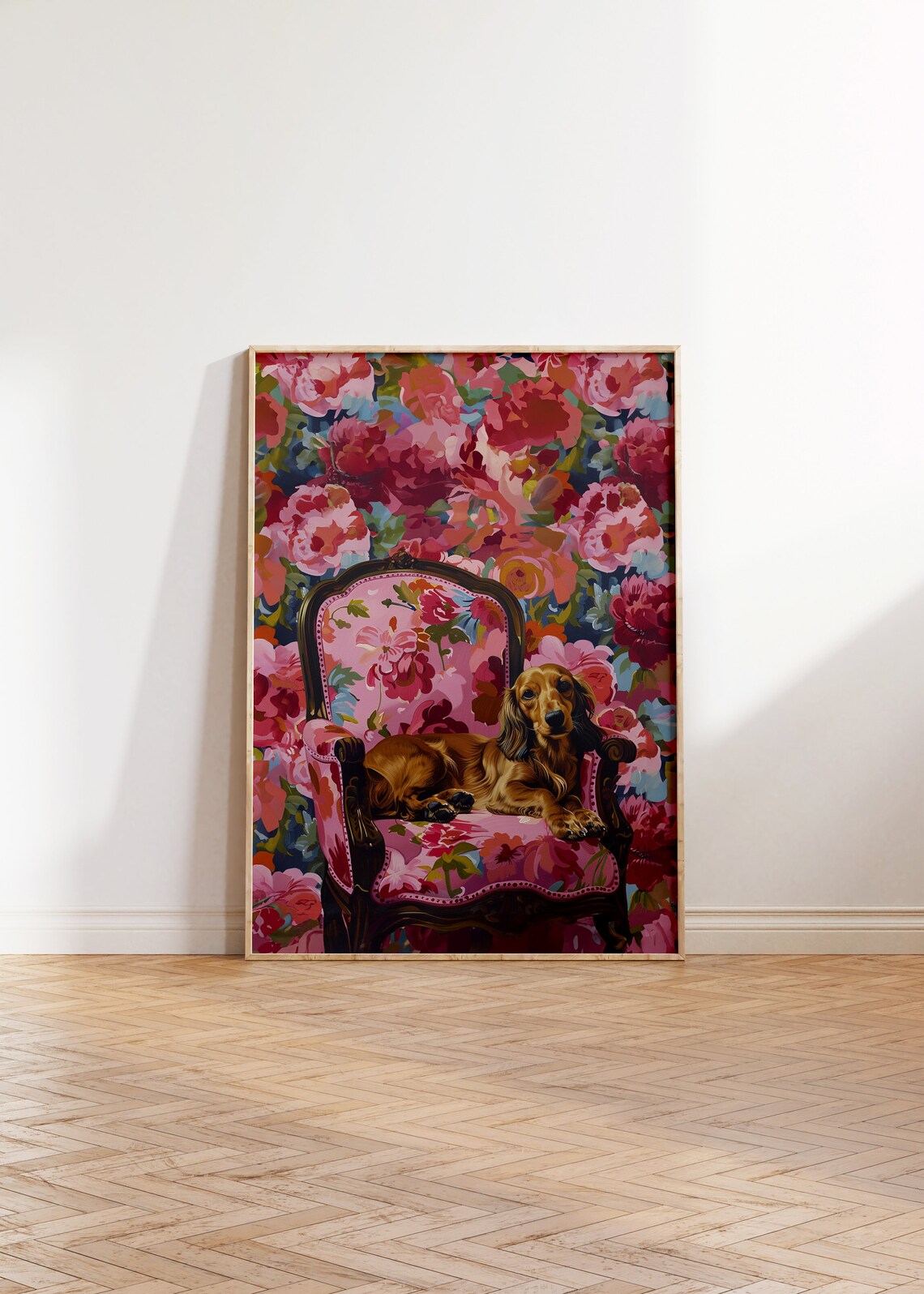 Pink Dachshund Print Funky Poster Preppy Art Dachshund Dog Bar Cart Martini Decor Dog Print Kids Room Weiner Dog Print