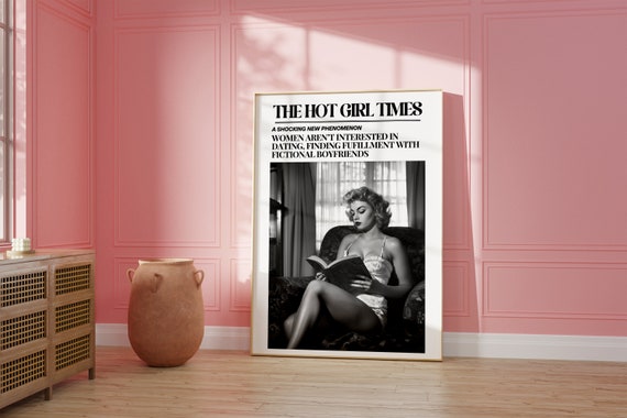Vintage Reading Retro Wall Art Newspaper Wall Art Newspaper Poster Book Lover Wall Art Vintage Bar Cart Dorm Room Decor Art