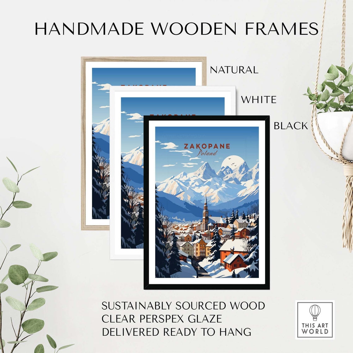 Handmade Wooden Frames Natural White and Black Options Card Poster